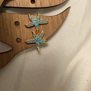 Kendra Scott Gold and Blue Starfish Earrings